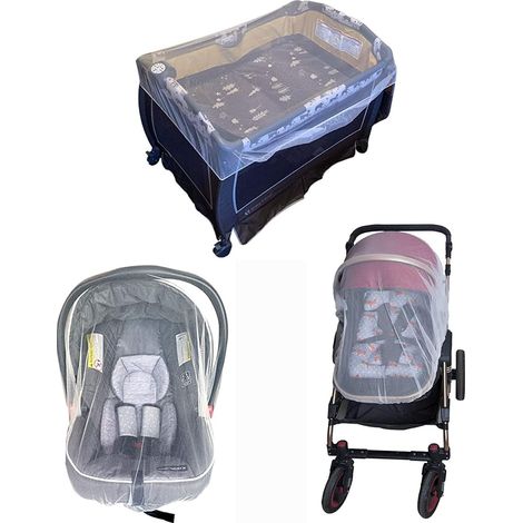 Moustiquaire Poussette Universelle, Capote Cosy pour Moustiquaire Lit Bébé, Protection Anti Insectes pour Landau, Lit Parapluie et Auto siège, Haute densité Filet Anti Moustiques élastique et Lavable,