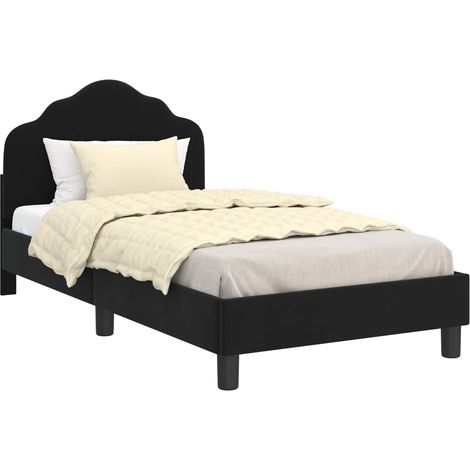 Children's Bed Frame with Headboard Black 80 x 160 cm Velvet vidaXL