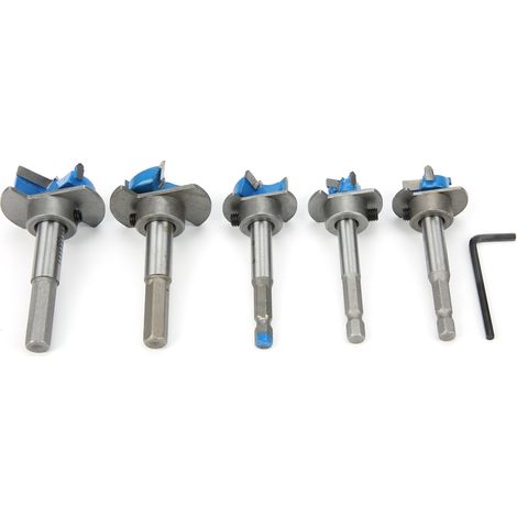 Set mit 5 verstellbaren Scharnierbohrern 15-35 mm, blaue Hartmetall-Lochöffner für die Holzbearbeitung (1/5)