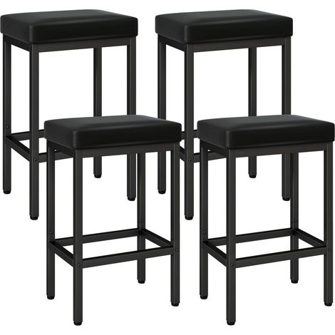 Barhocker 4er Set 66 cm Schwarz mit Metallgestell, Küchenhocker ohne Lehne (1/5)