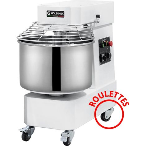 Pétrin à pâte 30 Litres sur roulettes 2 vitesses avec tête et cuve fixe (380V) PREMIUM - GOLDINOX (1/4)