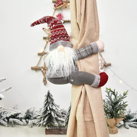 Nain de Sapin de Noël, décoration de Sapin de Noël Amusante, décoration de Noël Faite à la Main, Peut également être utilisé comme Embrasse de Rideau, décorations de Noël Fournitures de fête (Rouge) (1/5)