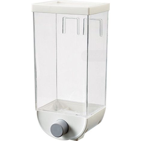 Distributeur de céréales Double organisateur d'aliments secs, récipient mural en plastique Plastique transparent frais et simple Récipient hermétique pour céréales Cornflakes (1/5)