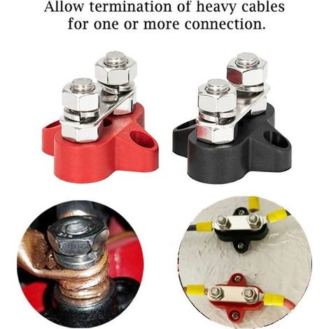 Paquete de pernos de bloque de terminales M8 de 48 V, aislamiento de barra colectora, pernos de distribución de energía de tipo dual, pernos de terminales fijos positivos y negativos para camión, RV, 