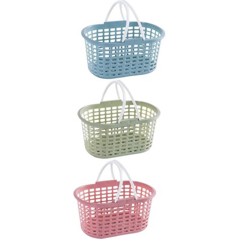 Basket with Handle for Bathroom and Shower 3 Piece Set Blue