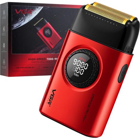 Rasoir Électrique pour Homme,Moteur à 21 Vitesses 9000 Tr/min,Rouge Rasoir Électrique pour le Rasage du Visage avec Double Feuille, Affichage LED, Feuilles de Titane, Fournitures de Barbier (1/5)