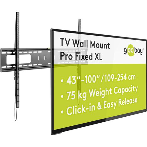 Support TV Mural Fixe 43-100 Pouces 30,5 mm VESA 900x600 Charge Lourde Jusqu'à 75 kg - Pro FIXED XL - 49892 (1/5)