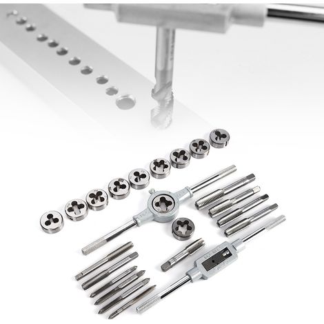 24-teiliges Gewindebohrer- und Schneideisen-Set, handbetriebenes Industriewerkzeug, Eisenkasten, Eisenwarenzubehör (1/5)