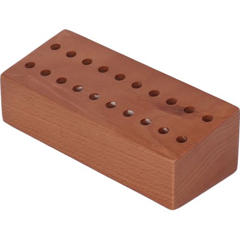 Holzschraubendreherhalter, 20 Löcher, aus Kiefernholz, für Uhrmacherpinzetten (braun). (1/5)