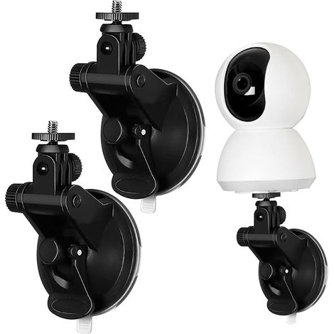 Camera Wall Mount, Suction Cup Outdoor/Indoor Camera Mount, 180 Degree Adjustable Surveillance Camera Wall Mount, Black (1/5)