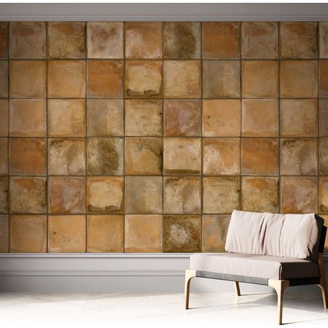 Papier peint autocollant avec imprimé décoratif pour salon et chambre à coucher Installation facile Mosaïque rustique 312x219 cm (1/5)