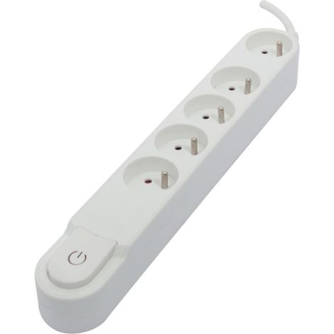 Multiprise 5 x16A - 1,5 m + interrupteur - Blanc - Chacon (1/2)