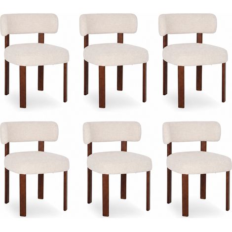 COLAMY Lot de 6 Chaises de Salle à Manger en Bois Massif, Design Épuré et Chaleureux, Dossier Arrondi Épousant la Courbe du Dos, Confort Optimal, Coloris beige avoine (1/5)