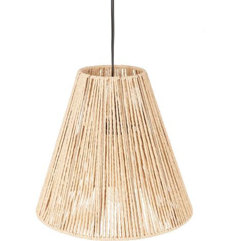 Atmosphera – Suspension corde Giada beige D30 – Abat-jour fer et papier – Hauteur 27 cm – Longueur câble 95 cm – Douille E27 40W (1/10)
