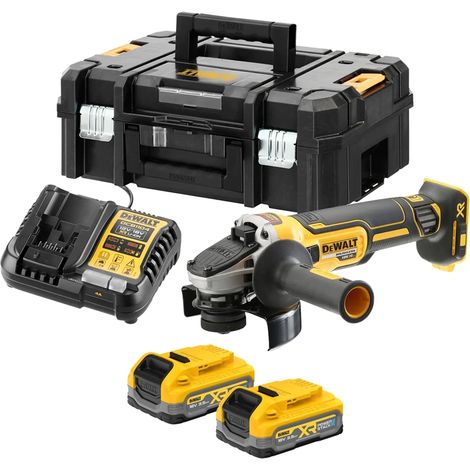 DEWALT Akku-Winkelschleifer DCG405S2T, 125mm, 18V, 2x 3,5 Ah Powerstack und Ladegerät