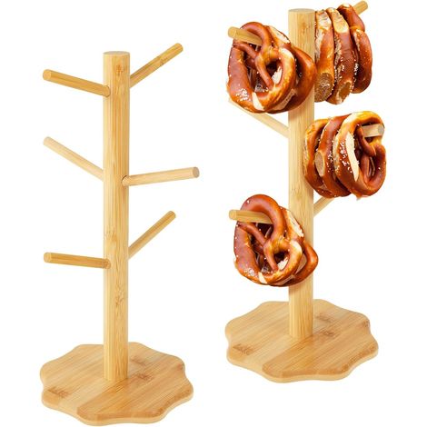 Présentoir à Bretzels et Donuts en Bois – Support en Forme d’Arbre – 2 Pièce – Pour Bretzels, Gobelets et Décoration de Cuisin (1/5)