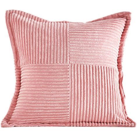Sofa Cushion Cover 45x45 Pillowcase Set of 2 in Pink Corduroy with Crossed Pattern Decoration Bedroom Living Room (1/3)