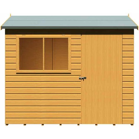 Lewis 8 x 6 Feet Single Door Reverse Apex Style C Shed - L196.3 x W251.4 x H212.7 cm