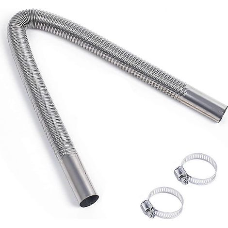 Tuyau d'échappement en acier inoxydable Chauffage de stationnement Durite de chauffage de 2,5 cm de diamètre avec 2 colliers de serrage Tuyau d'échappement flexible de 60 cm, compatible avec les mo (1/5)
