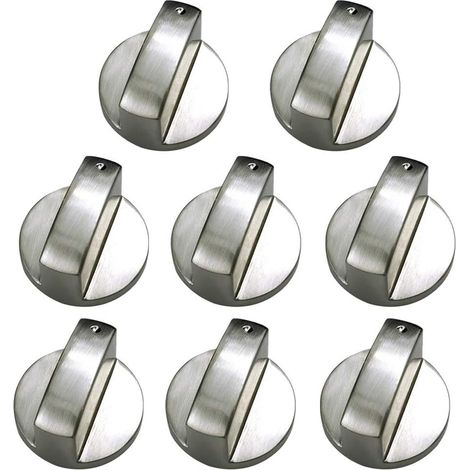 Bouton Cuisinière À Gaz - Métal Brossé - Diamètre 6 mm - Pour Plaque De Cuisson Et Four - Lot De 8 Pièces