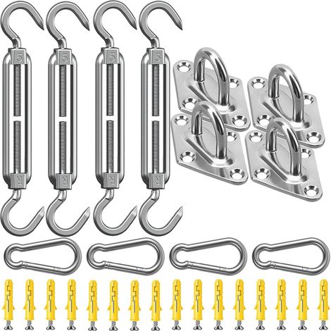 Sonnensegel Befestigung Kit M5 - Hochwertiges Edelstahl 304 - Tragfähigkeit von 64 kg - Sonnensegel Spanner Zubehör Montage Aufbau Set für Viereck und Dreieck Garten, Awnings Mounting Assembly Set (1/5)
