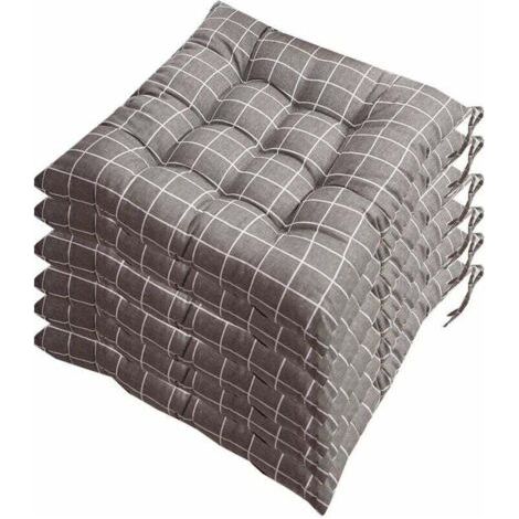 YMYNY Lot de 6 galettes de Chaise 40x40, Coussin décoratif Coussin Coussin de Chaise Coussins de Jardin 12 surpiqûres en Un Motifs différents, Polyester (A)