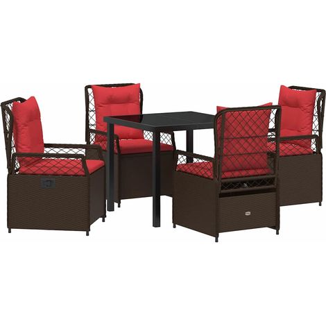 Maison Exclusive - Garten Essgruppe 5 pcs Braun Poly-Rattan (1/5)