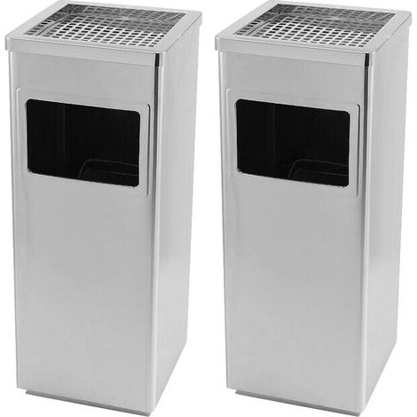 Lot de 2 Poubelle verticale carrée 48L Poubelle de cuisine carrée verticale équipée de porte-cendres seau intérieur amovible 302460cm argent (1/5)