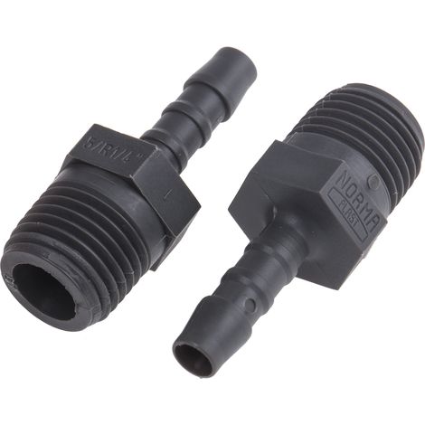 Adaptateur RS PRO Mâle Droit 1/4pouce, BSP 1/4" mâle, en Nylon ( Prix pour Paquet de 5 )