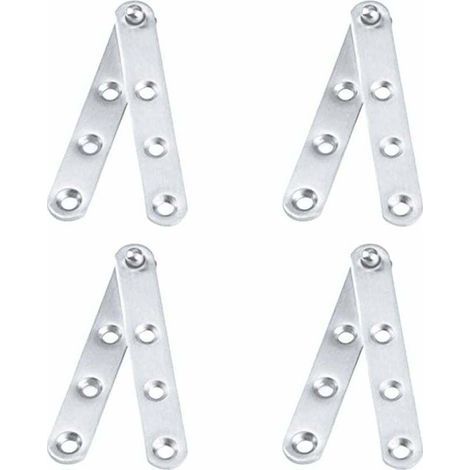 Juego de 4 bisagras pivotantes de acero inoxidable (100x16 mm), con rotación de 360°, pivotan hacia abajo, para puertas de armarios y zapateros - Plateado (1/4)