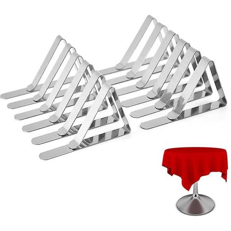 12 Pices7.5x6.5cm Pince Nappe Inoxydable, Attache Nappe De Table Fixation Antidrapant, Nappe Clips Acier Inoxydable, Nappe Table De Jardin, Pour T (1/5)