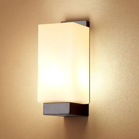 Applique Murale rectangulaire en Noyer avec Abat-Jour en Acrylique Blanc, Applique Murale de Salon de Style Chinois, luminaire E27, Appliques murales Chandelier rétro (1/5)