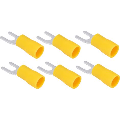 Elektrischer U-förmiger Steckverbinder, 300 Stück, PVC-isolierte Kupfergabelklemme SV5.5-4, für Transport- und Beleuchtungsverkabelung, Crimpanschluss. (1/5)