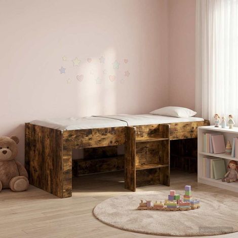 vidaXL Hochbett für Kinder Raucheiche 90 x 200 cm Holzwerkstoff (1/5)
