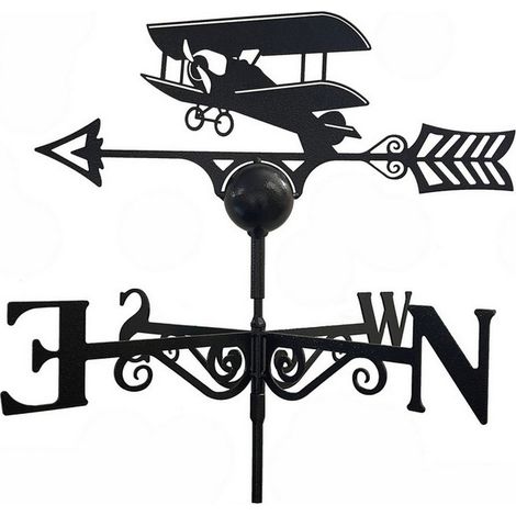 Tiger Moth Weathervane - Steel - Black