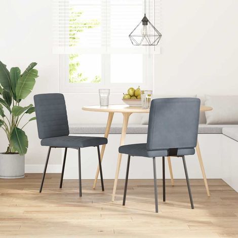 Esszimmerstühle 2 Stk. Dunkelgrau Samt