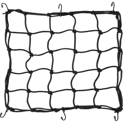 Filet Élastique à Bagages Araignée 6 Crochets Moto Scooter Bicyclette VTT Extensible 40 x 40 cm Noir 1 Pièce (1/5)
