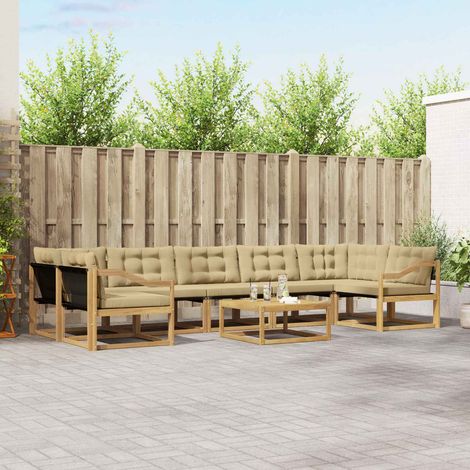vidaXL Outdoor-Sofagarnitur 8 pcs Weiß und Beige 79 x 79 x 37 cm (1/5)