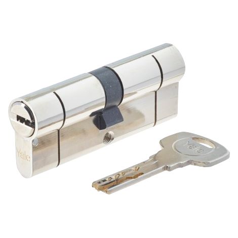 Cylindre de serrure Yale YC2100 - 10 goupilles - 5 clés réversibles - nickelé - 40x40mm