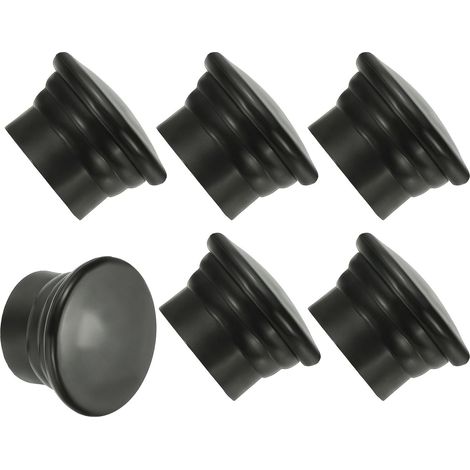 Embouts de Tringle, 6Pcs Bouchons en Plastique pour Tringles à Rideaux - Adaptés aux Tringles de 26-28 mm - Décoration pour Maison/Bureau, Noir (1/5)