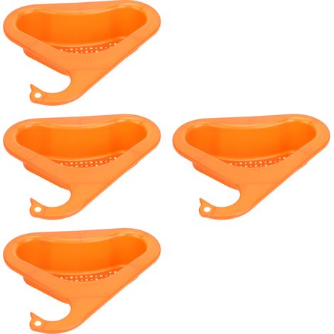 4 Schwanenhals-Spülbeckenabtropfkörbe, Küchenabfallfilter, Hängegestell für Obst und Gemüse, Nass-Trocken-Funktion, rosa-orange (1/5)
