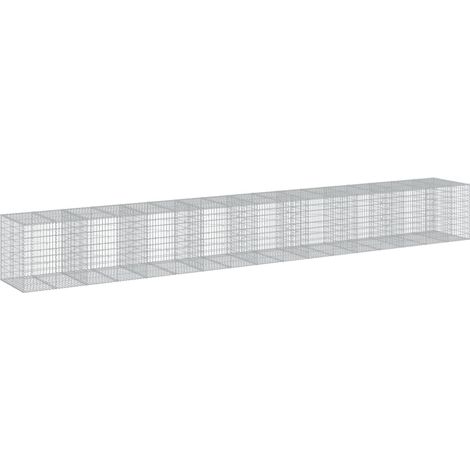 Panier gabion clôture cage mur de soutènement avec couvercle 950 x 100 x 100 cm fer galvanisé Argent