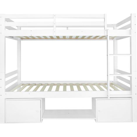 Letto a castello 90 x 200 cm bianco in pino e MDF, convertibile in 2 letti singoli, HOMVRA (1/5)
