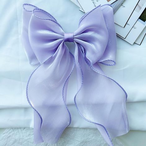 Barrette à cheveux soyeuse avec grand nœud français pour femmes et filles (violet) (1/5)