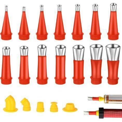 Stainless Steel Caulking Nozzle Applicator, 19PCS Universal Built-in Rubber Nozzle Tools, Caulking Gun Nozzle Caulking Tool for Kitchen, Bathroom (1/5)