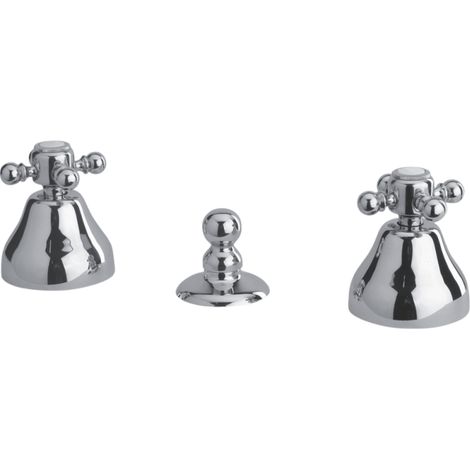 Paire de robinet bidet avec vidage et tirette TIFFANY chromé (1/3)
