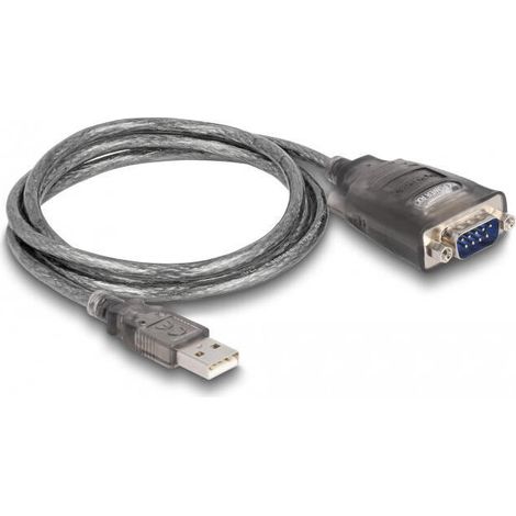 Delock adaptador usb 2.0 tipo-a a 1 x serial rs-232 d-sub 9 pin macho con tuercas con 3 x led 1 m (1/3)