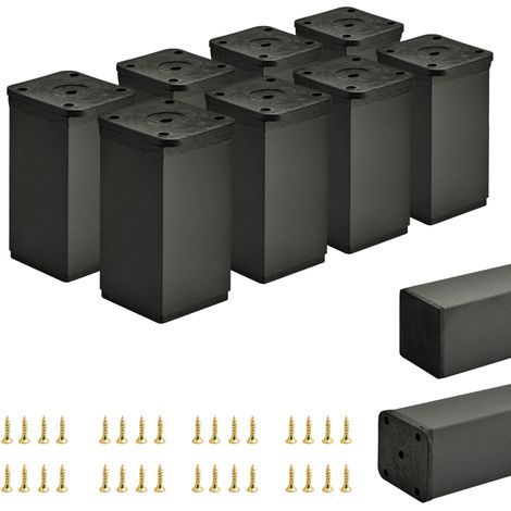 8 patas básicas para muebles Sección transversal: 40 x 40 mm Altura: 80 mm Color: Negro mate + Tornillos incluidos (1/5)