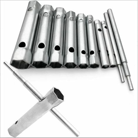 Clé Tubulaire - 10 Pièces 6 à 22 mm - Double Extrémité - Pour Bougies, Robinetterie et Espaces Confinés - Lot Complet (1/5)