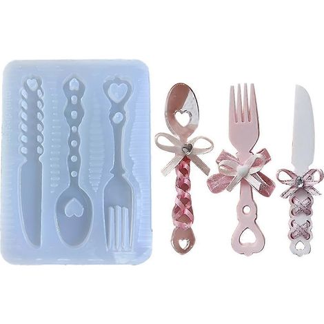 Dekorative Formen aus glänzendem Silikon für Messer, Gabeln, Löffel, Schlüsselanhänger und DIY-Anhänger